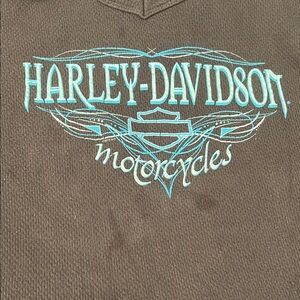 Harley Davidson Waffleknit Graphic Hoodie Brown Size XL - fair condition